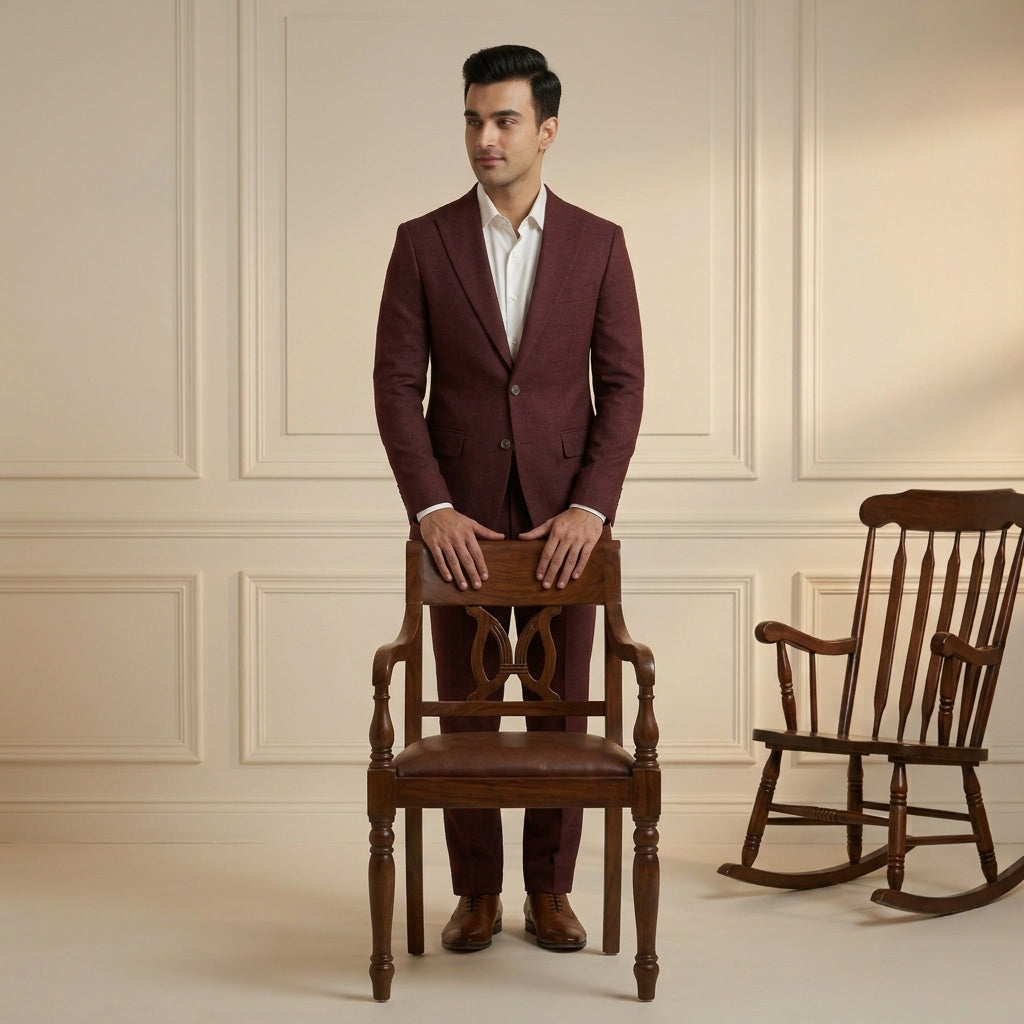 Burgundy Suit | Single-Breasted Blazer & Trousers with White Shirt | Mark One Suiting