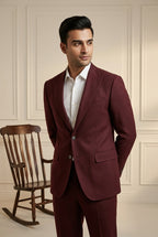 Burgundy Suit | Single-Breasted Blazer & Trousers with White Shirt | Mark One Suiting