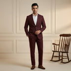 Burgundy Suit | Single-Breasted Blazer & Trousers with White Shirt | Mark One Suiting