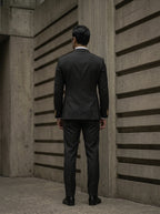 Black Double-Breasted suit | Modern Tailored Jacket  and pants with Gold Buttons | Mark One Suiting