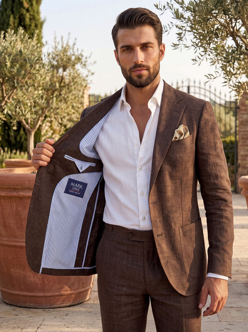 Brown Linen Suit | Summer Lightweight Blazer & Trousers | Mark One Suiting