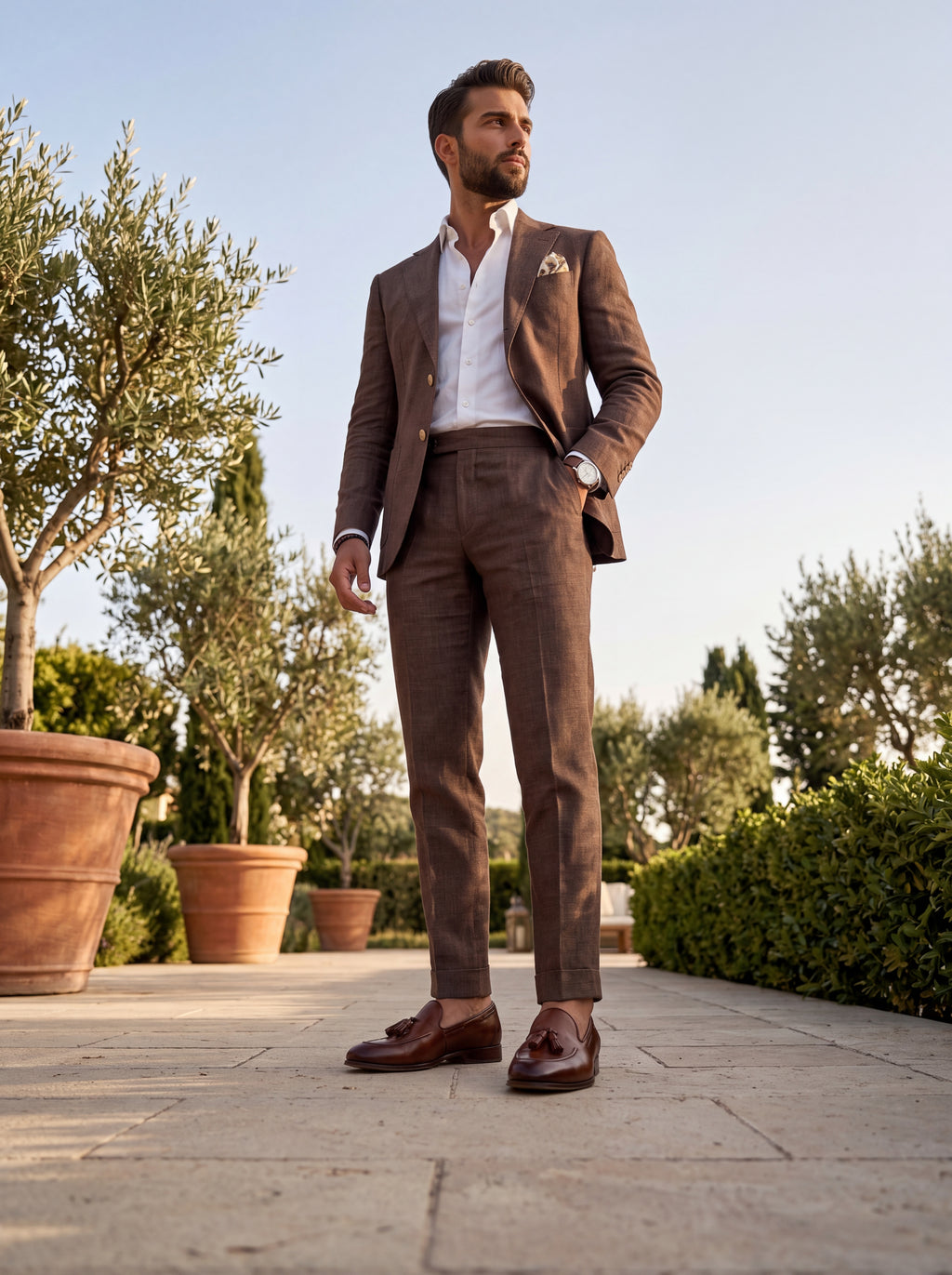 Brown Linen Suit | Summer Lightweight Blazer & Trousers | Mark One Suiting