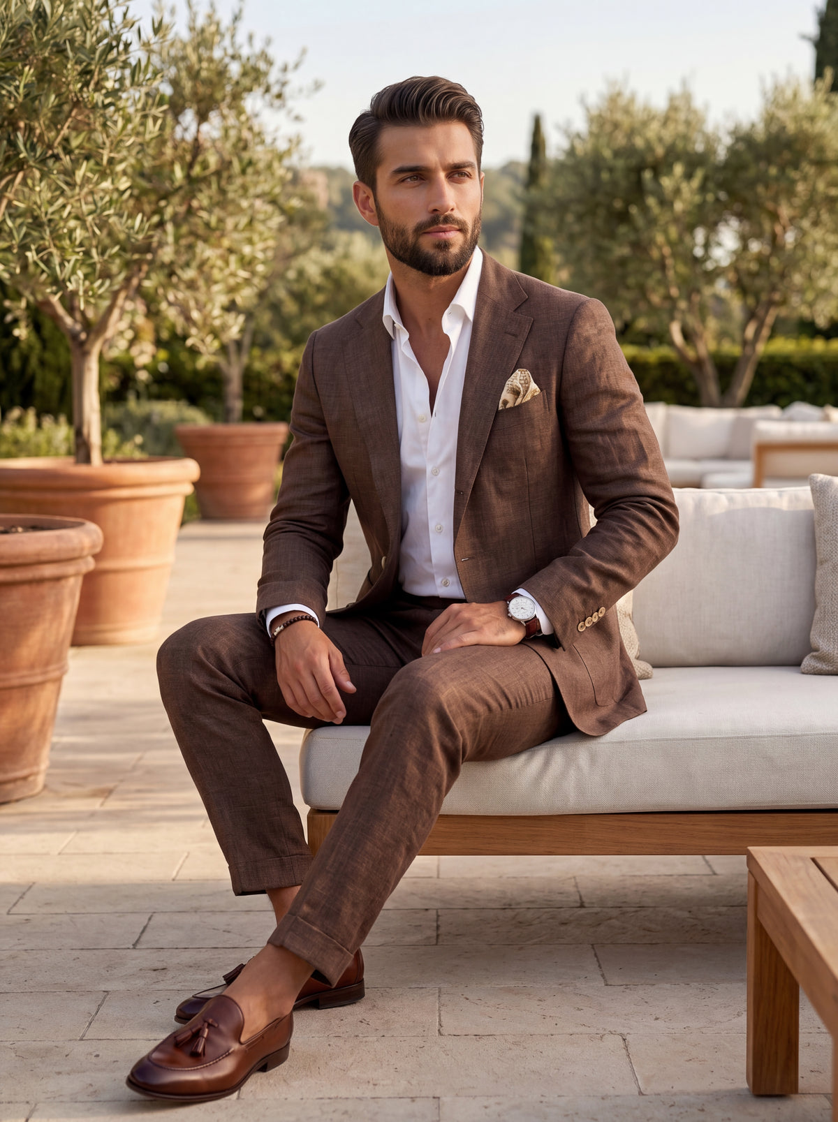 Brown Linen Suit | Summer Lightweight Blazer & Trousers | Mark One Suiting