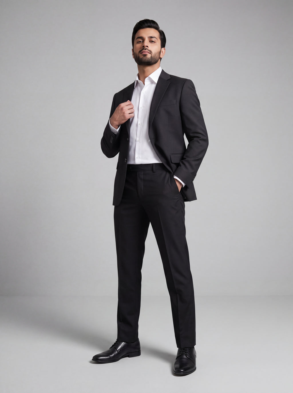 Black Single-Breasted Suit | Tailored Blazer & Trousers with White Shirt | Mark One