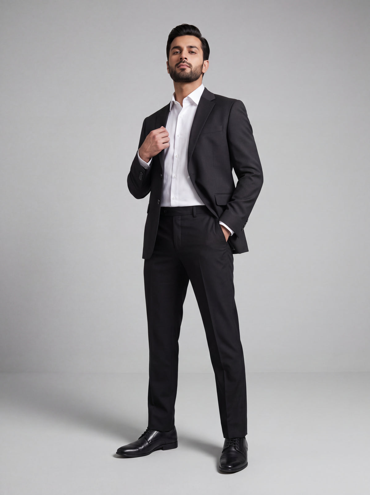 Black Single-Breasted Suit | Tailored Blazer & Trousers with White Shirt | Mark One