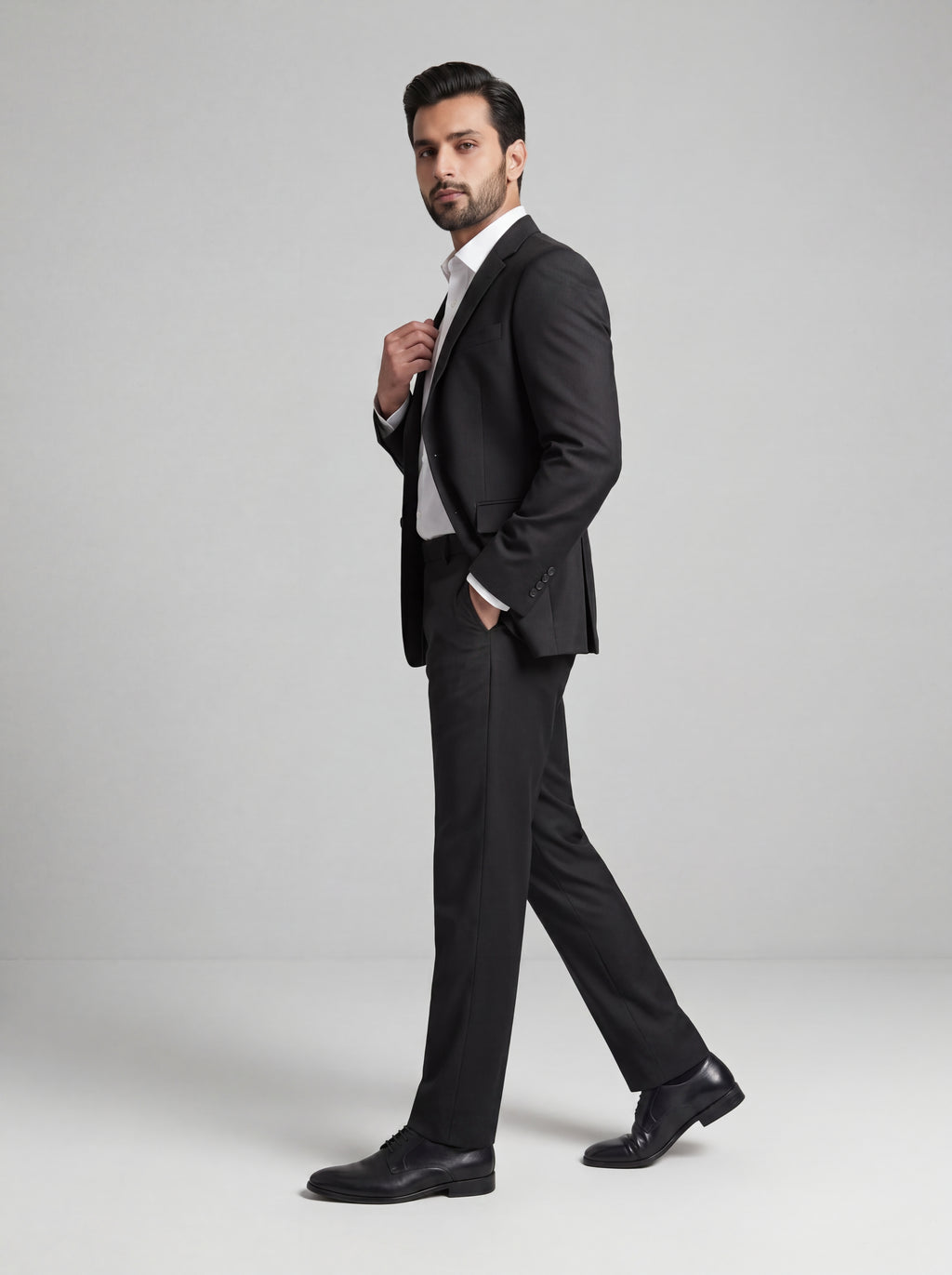 Black Single-Breasted Suit | Tailored Blazer & Trousers with White Shirt | Mark One