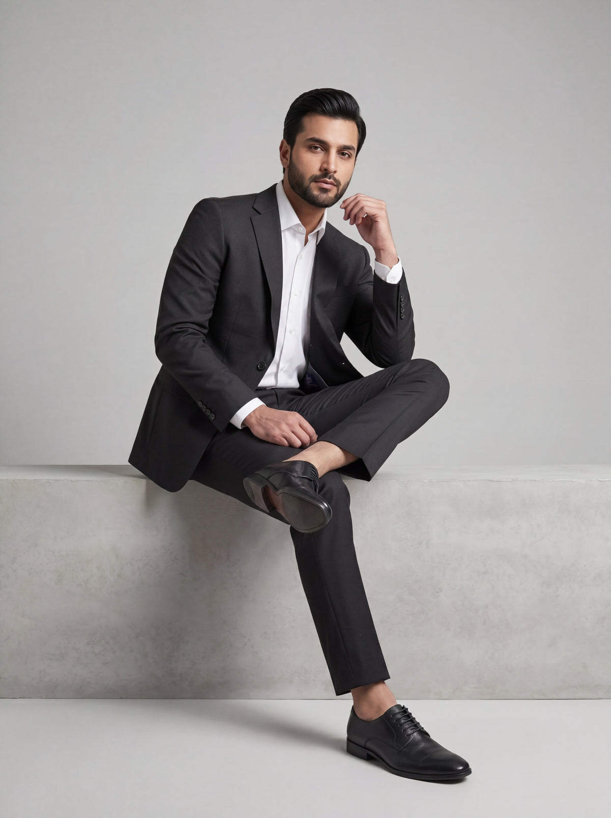 Black Single-Breasted Suit | Tailored Blazer & Trousers with White Shirt | Mark One
