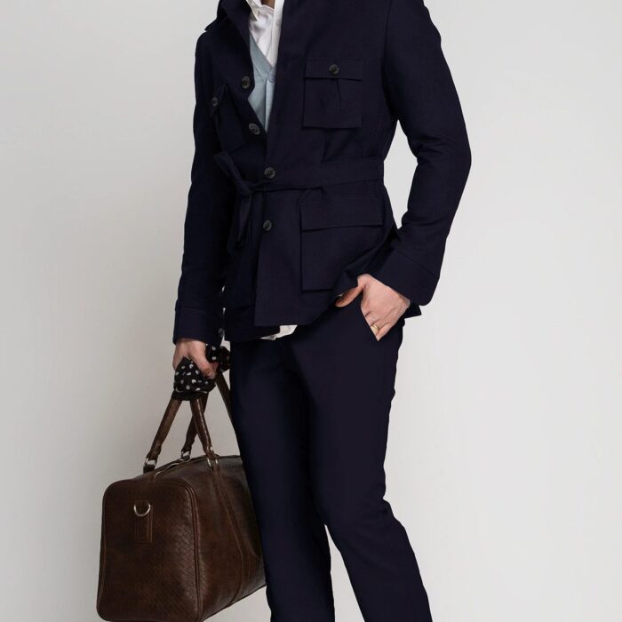 navy blue safari suit