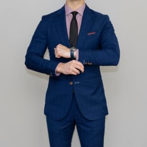 Double Breasted single button Azure blue blazer