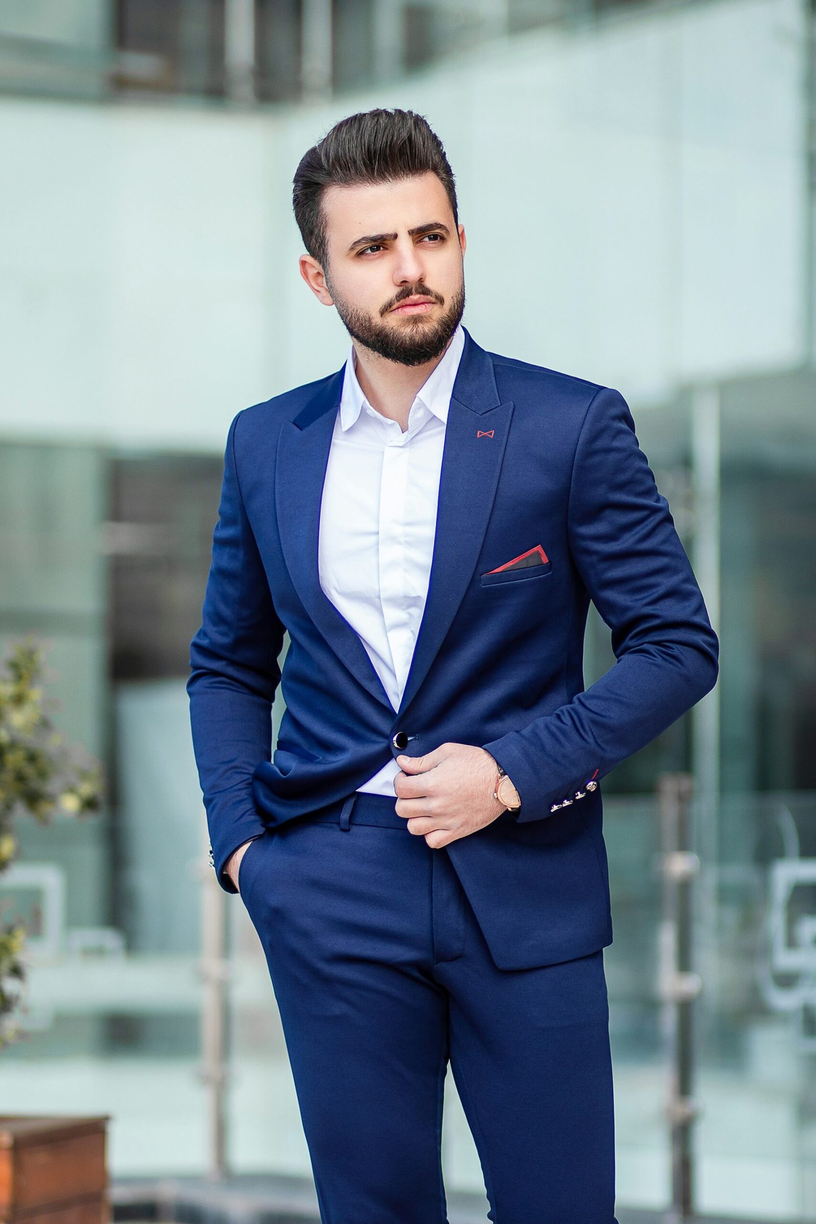 Double Breasted single button Navy Blue 2 pc Suit