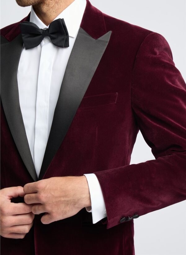 Merlot burgundy  velvet jacket - Double  breast single button - Image 2