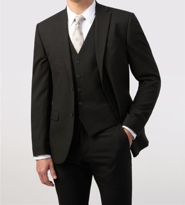 Tailored Fit Black Stretch Suit - Single breast two button - Image 2
