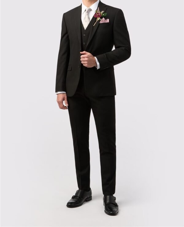 Tailored Fit Black Stretch Suit - Single breast two button - Image 3