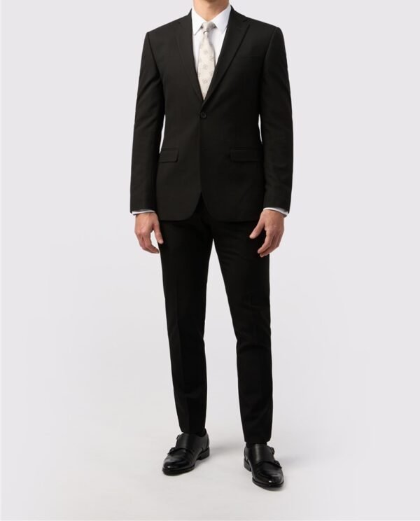 Tailored Fit Black Stretch Suit - Single breast two button