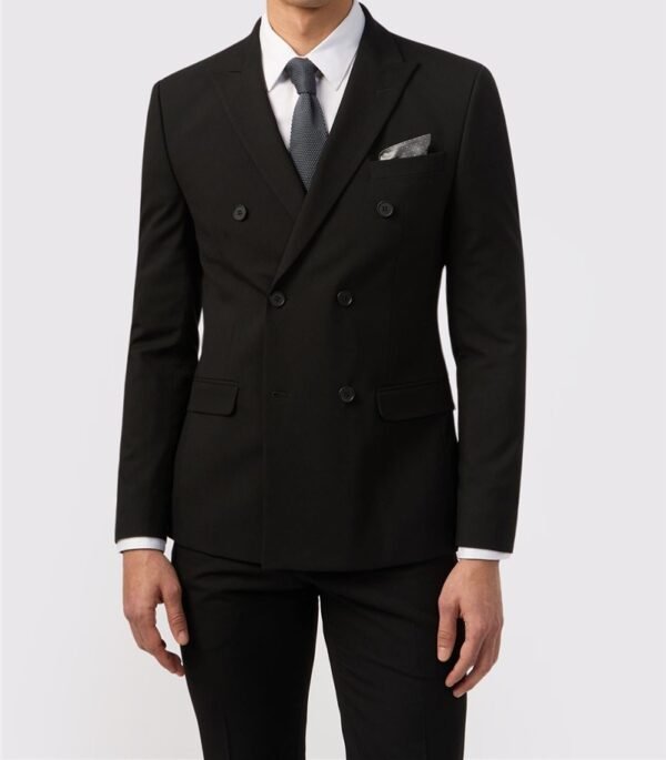 Black Stretch Suit - Double breast six button - Image 2