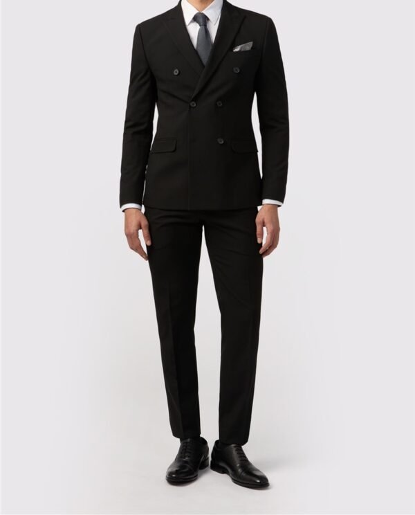 Black Stretch Suit - Double breast six button