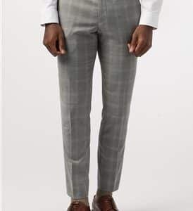 Tailored Fit Cool Grey Windowpane Check formal pants