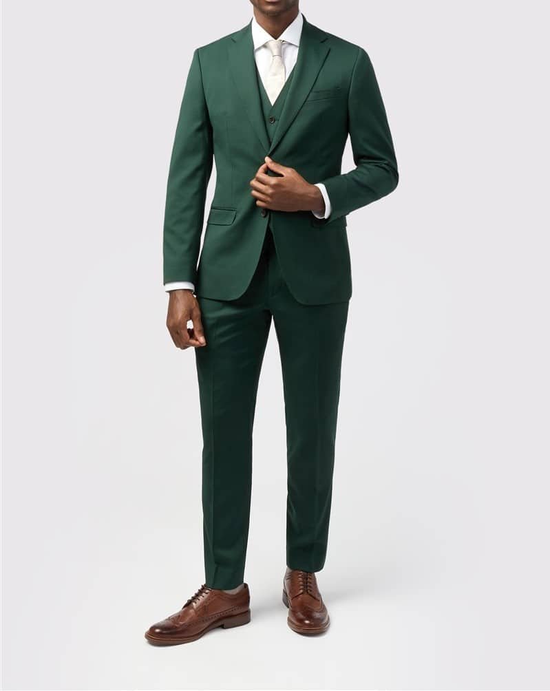 Deep Green Texture Suit - Single Breast Two button