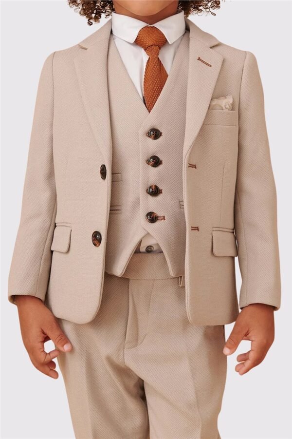 Kid's stone color three piece suit - Image 2