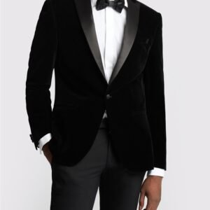 Black velvet blazer - Double breast satin notch single button