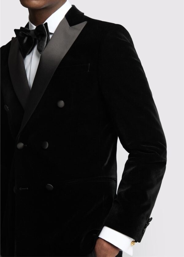 Black velvet blazer - Double breast satin notch Six button - Image 2