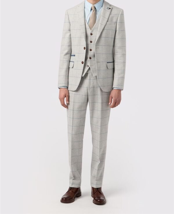 Taupe Check Tweed Suit - Single breasted two button - Image 3