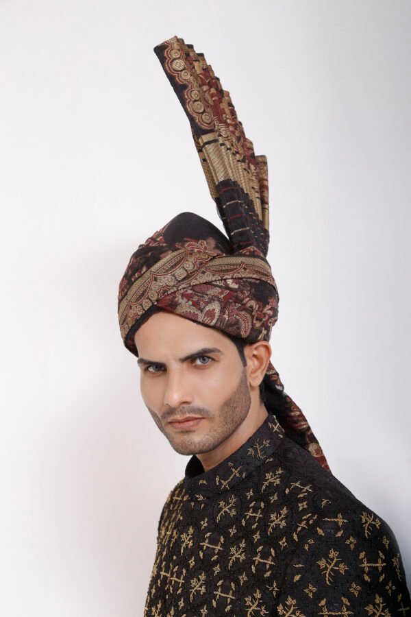 Regal Black & Gold Embroidered Sherwani - Image 6