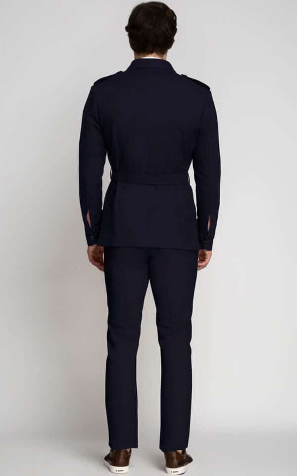 Navy blue full sleeve safari suit - Image 2
